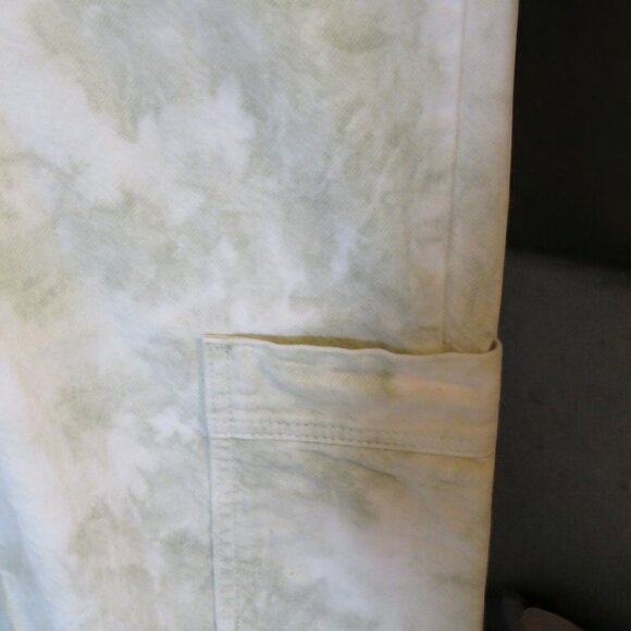 Zara - Girl's 11/12 Denim Cargo Joggers, Green & Cream Tie Dye, Pre-owned - Picture 7 of 14